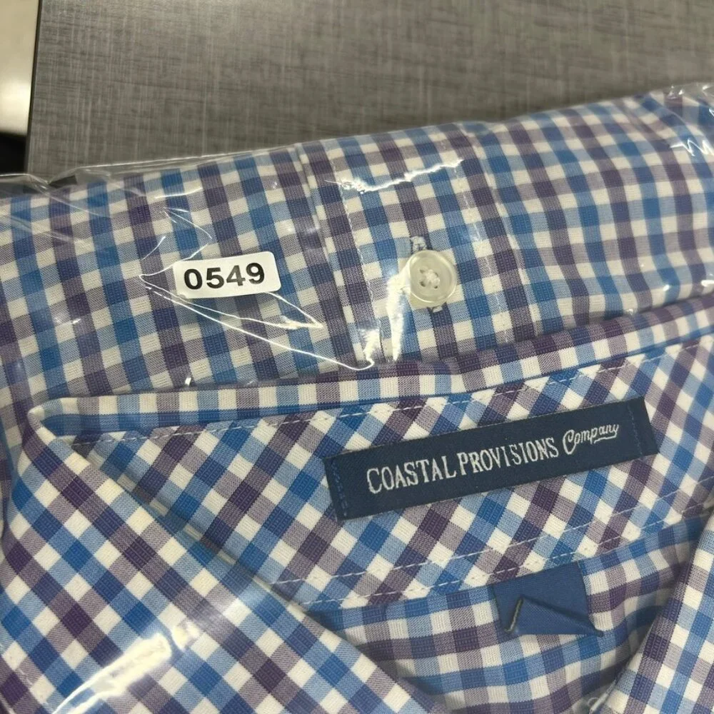 Coastal Provisions‎ Company Blue Gingham Button Down Shirt Men’s Classic Preppy